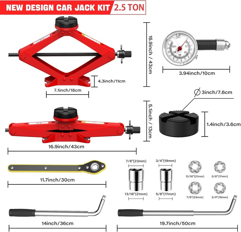 IMAYCC Scissor Jack for Car 2.5 Ton(5512 lbs) Car Jack Kit, Tire Changing kit with Lug Wrench Portable Auto Jack Tool Tire Jack for Car SUV MPV - Image 2